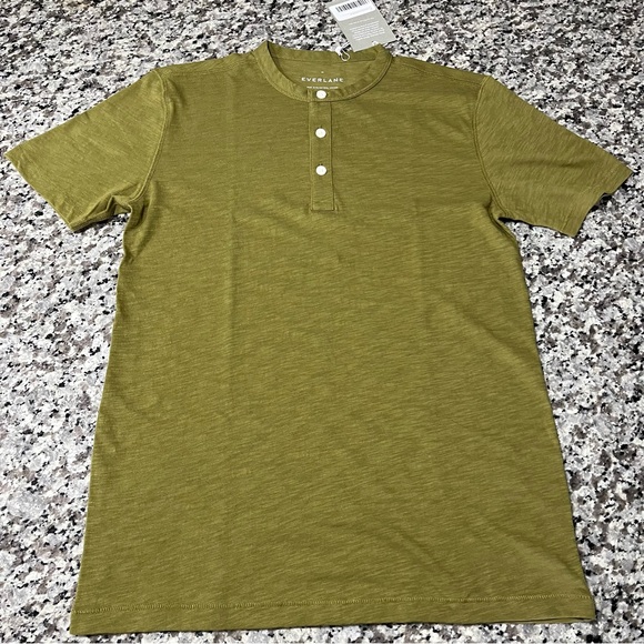 Everlane Shirt XS Cotton Slub Henley Tee Green - Picture 5 of 7
